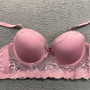 Hush Bra 36C Longline Bra Hot Pink Lace T-shirt